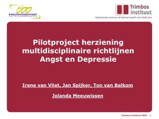 Pilotproject herziening multidisciplinaire richtlijnen Angst en Depressie