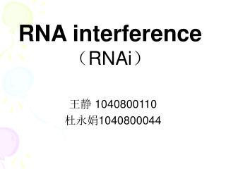 RNA interference （ RNAi ）