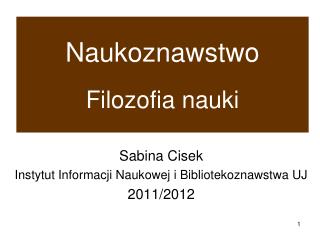 Naukoznawstwo Filozofia nauki