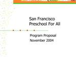 San Francisco Preschool For All