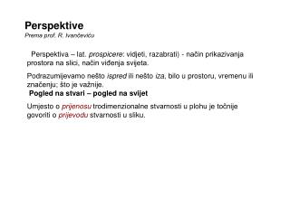 Perspektive Prema prof. R. Ivančeviću