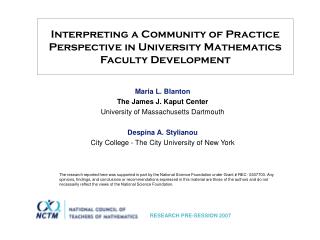 Interpreting a Community of Practice Perspective in University Mathematics Faculty Development