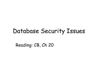 Database Security Issues