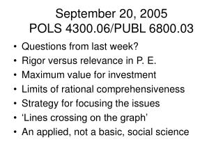 September 20, 2005 POLS 4300.06/PUBL 6800.03