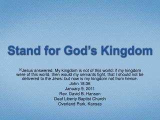 Stand for God’s Kingdom