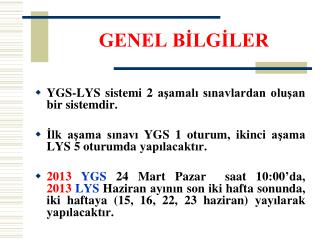 GENEL BİLGİLER