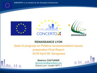 RENAISSANCE LYON State of progress on Political recommendation issues preparation Final Report