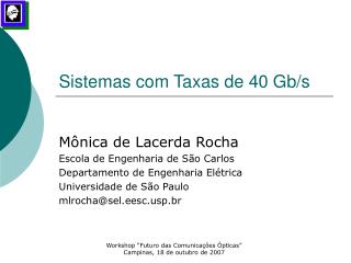 Sistemas com Taxas de 40 Gb/s