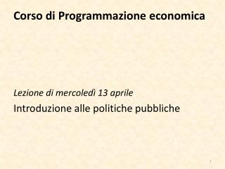 Corso di Programmazione economica