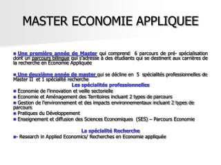 MASTER ECONOMIE APPLIQUEE