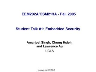 Student Talk #1: Embedded Security