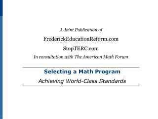 Selecting a Math Program Achieving World-Class Standards