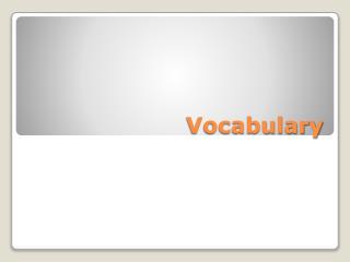 Vocabulary