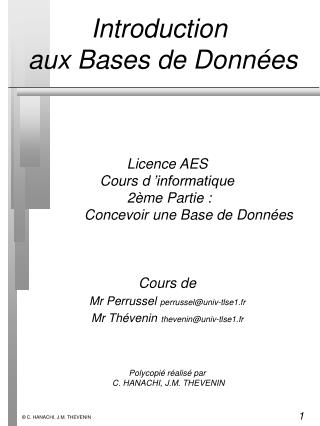 Introduction aux Bases de Données