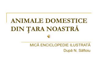 ANIMALE DOMESTICE DIN ŢARA NOASTRĂ