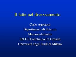 Il latte nel divezzamento