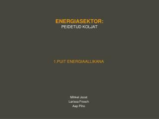 ENERGIASEKTOR: PEIDETUD KOLJAT