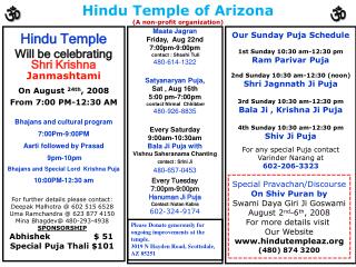 Hindu Temple of Arizona (A non-profit organization)