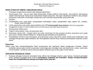 Infrastruktur Teknologi Sistem Informasi Pertemuan minggu 4-5