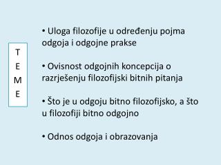 Uloga filozofije u određenju pojma odgoja i odgojne prakse