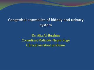 Congenital anomalies of kidney and urinary system