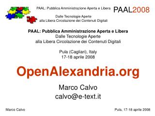 OpenAlexandria Marco Calvo calvo@e-text.it