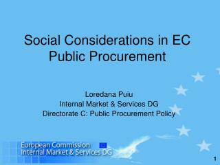Social Considerations in EC Public Procurement