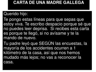 CARTA DE UNA MADRE GALLEGA