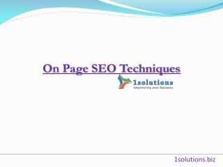 On Page SEO Tips & Techniques