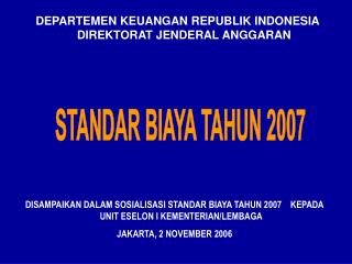 DEPARTEMEN KEUANGAN REPUBLIK INDONESIA DIREKTORAT JENDERAL ANGGARAN
