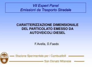 VII Expert Panel Emissioni da Trasporto Stradale