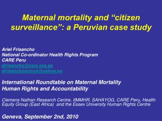 Maternal mortality and “citizen surveillance”: a Peruvian case study