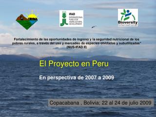 El Proyecto en Peru En perspectiva de 2007 a 2009