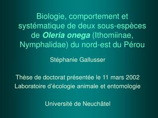 Stéphanie Gallusser Thèse de doctorat présentée le 11 mars 2002