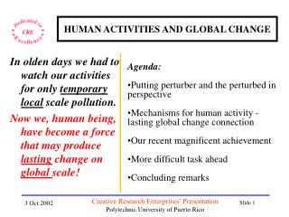 HUMAN ACTIVITIES AND GLOBAL CHANGE