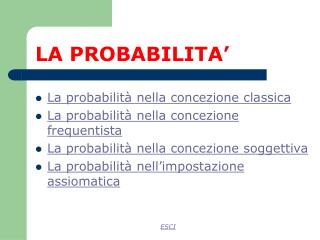 LA PROBABILITA’