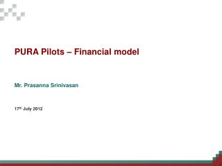 PURA Pilots – Financial model
