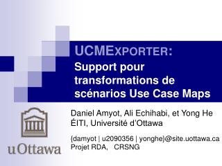 UCME XPORTER : Support pour transformations de scénarios Use Case Maps