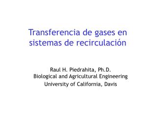 Transferencia de gases en sistemas de recirculación
