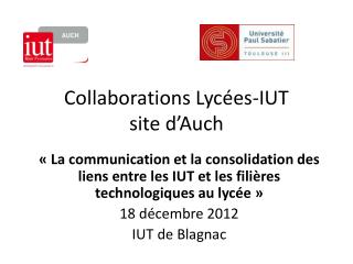 Collaborations Lycées-IUT site d’Auch