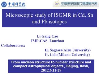 Li Gang Cao IMP-CAS, Lanzhou Collaborators: H. Sagawa (Aizu University)