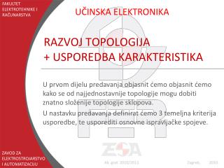 RAZVOJ TOPOLOGIJA + USPOREDBA KARAKTERISTIKA