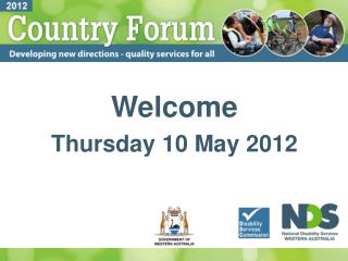 Welcome Thursday 10 May 2012