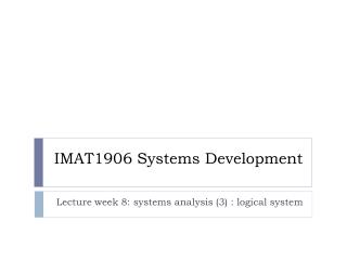 IMAT1906 Systems Development