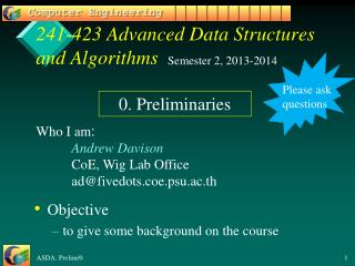 241-423 Advanced Data Structures and Algorithms
