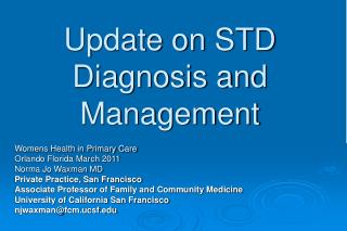 Update on STD Diagnosis and Management