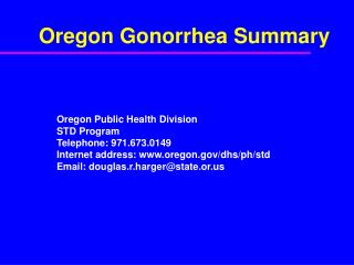 Oregon Gonorrhea Summary