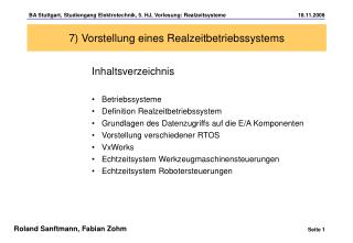 7) Vorstellung eines Realzeitbetriebssystems