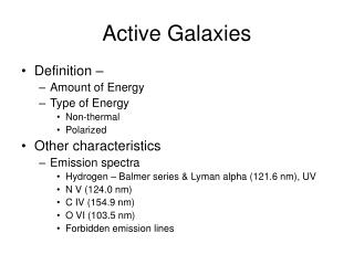 Active Galaxies