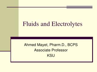 Fluids and Electrolytes